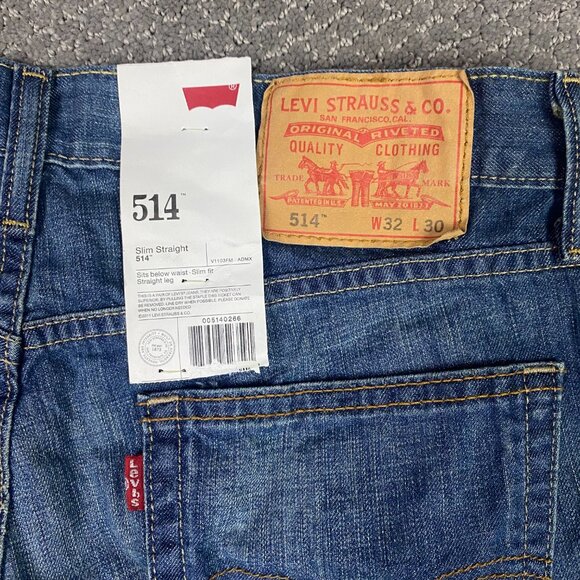 NWT Levi's 514 Slim Straight Jeans Men's 32 x 30 Measures 33 x 30 Cotton Blue - Picture 5 of 14